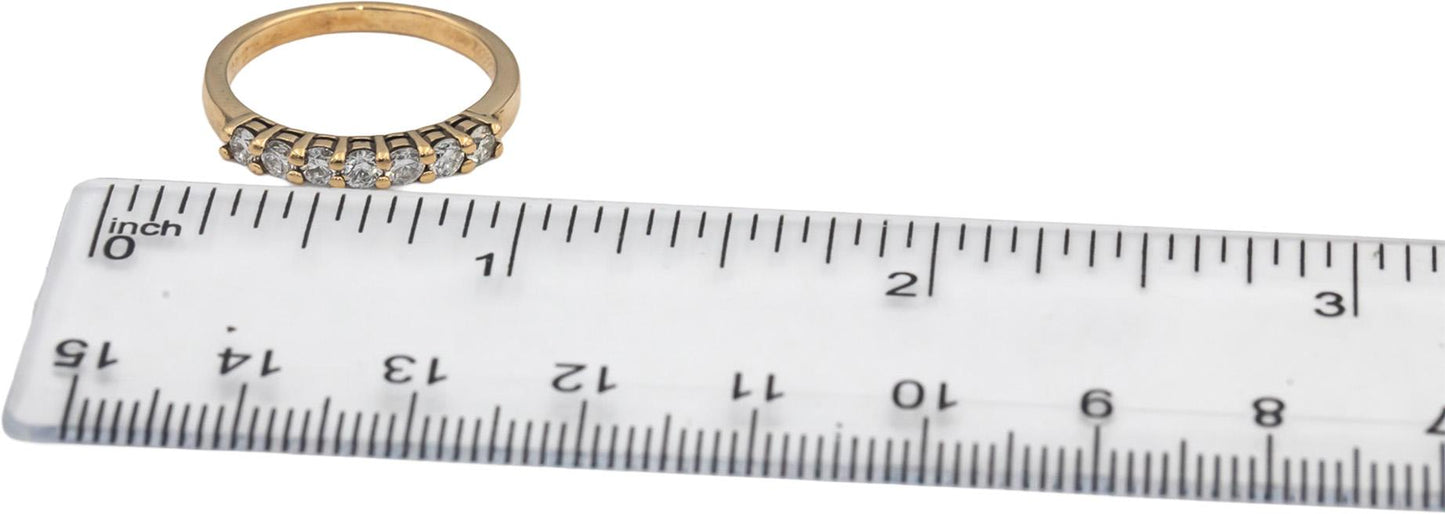 10k Yellow Gold Round Diamond Seven Stone Band Ring 0.52CT Size 6.75