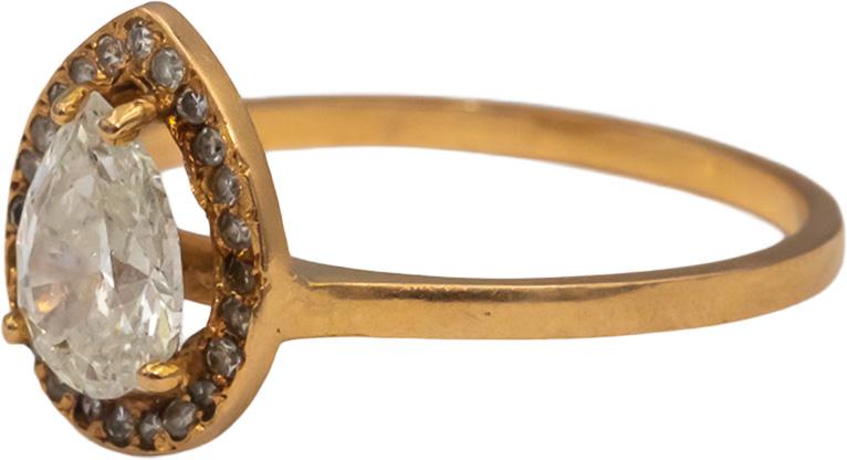 14k Yellow Gold Pear & Round Diamond Halo Ring 1.35CT w/ 1.15CT Center Size 9.25