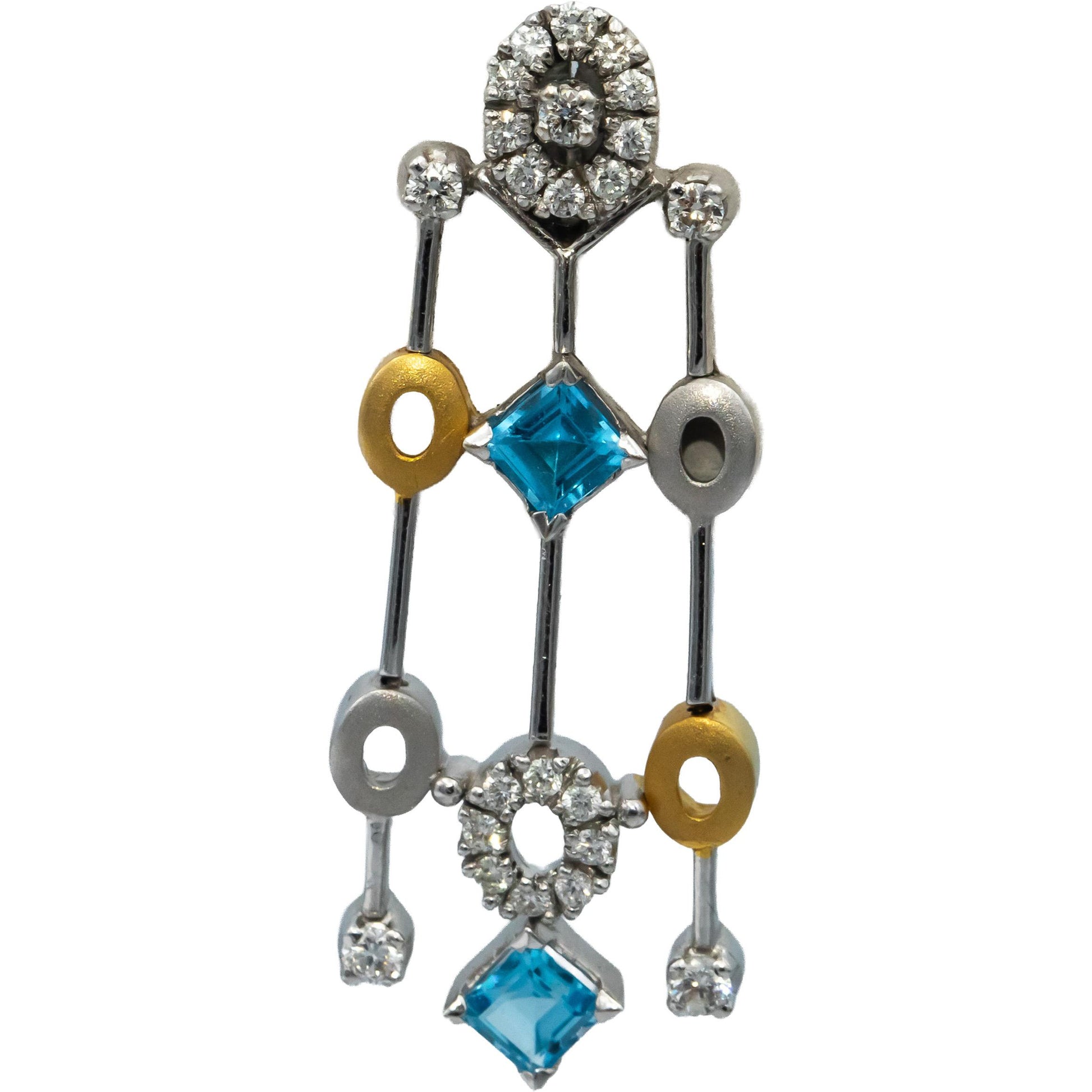 14k-18k White & Yellow Gold Diamond & Blue Topaz Drop Dangle Earrings 2.25CT