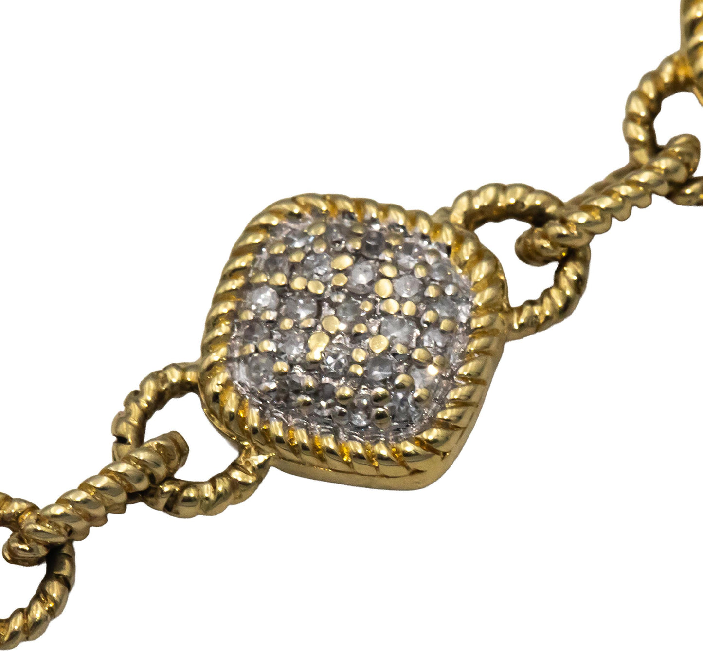 14k Yellow Gold Round Diamond Fancy Cluster Link Bracelet 1.0CT