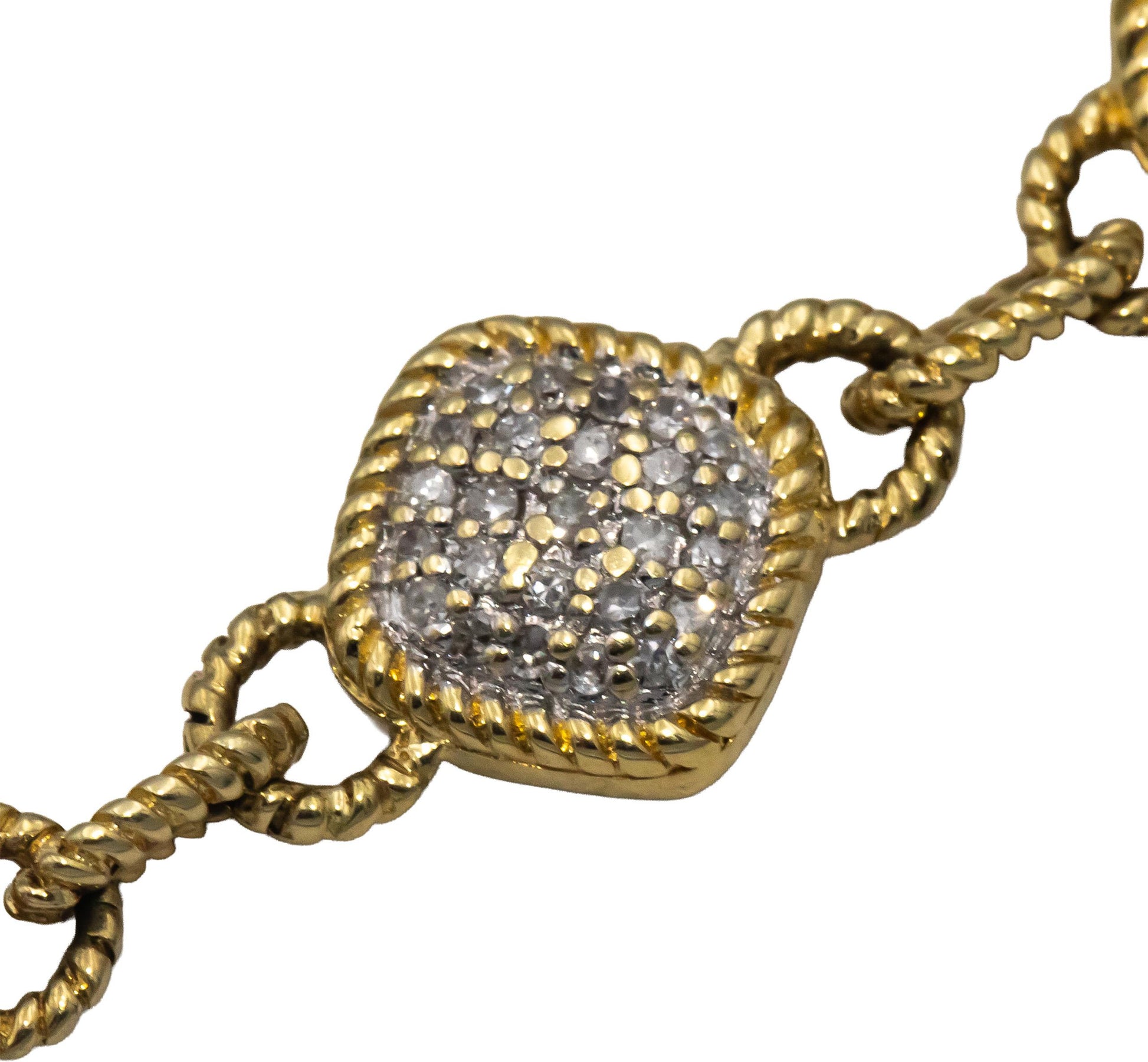 14k Yellow Gold Round Diamond Fancy Cluster Link Bracelet 1.0CT