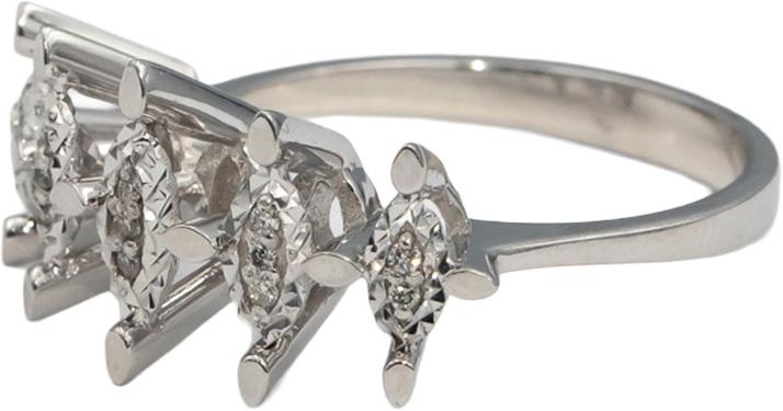 14k White Gold Round Diamond Cocktail Ring 0.15CT Size 7.5