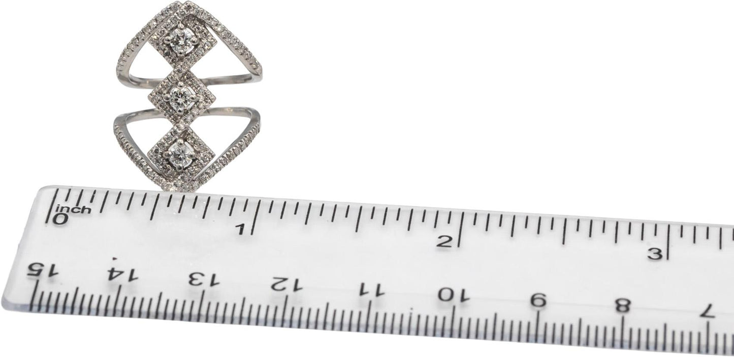 14k White Gold Round Diamond Cocktail Ring 0.75CT Size 5