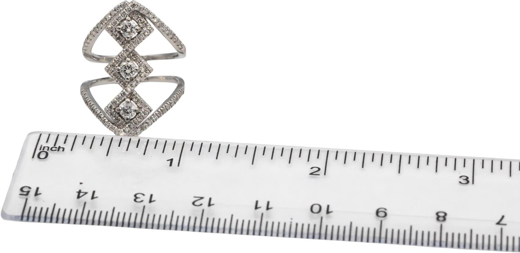 14k White Gold Round Diamond Cocktail Ring 0.75CT Size 5