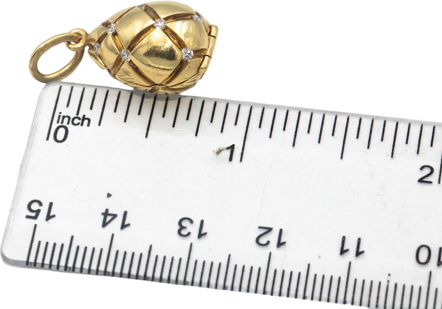 TIFFANY & CO. 18k Yellow Gold Round Diamond Tiffany Egg Locket Pendant 0.32CT