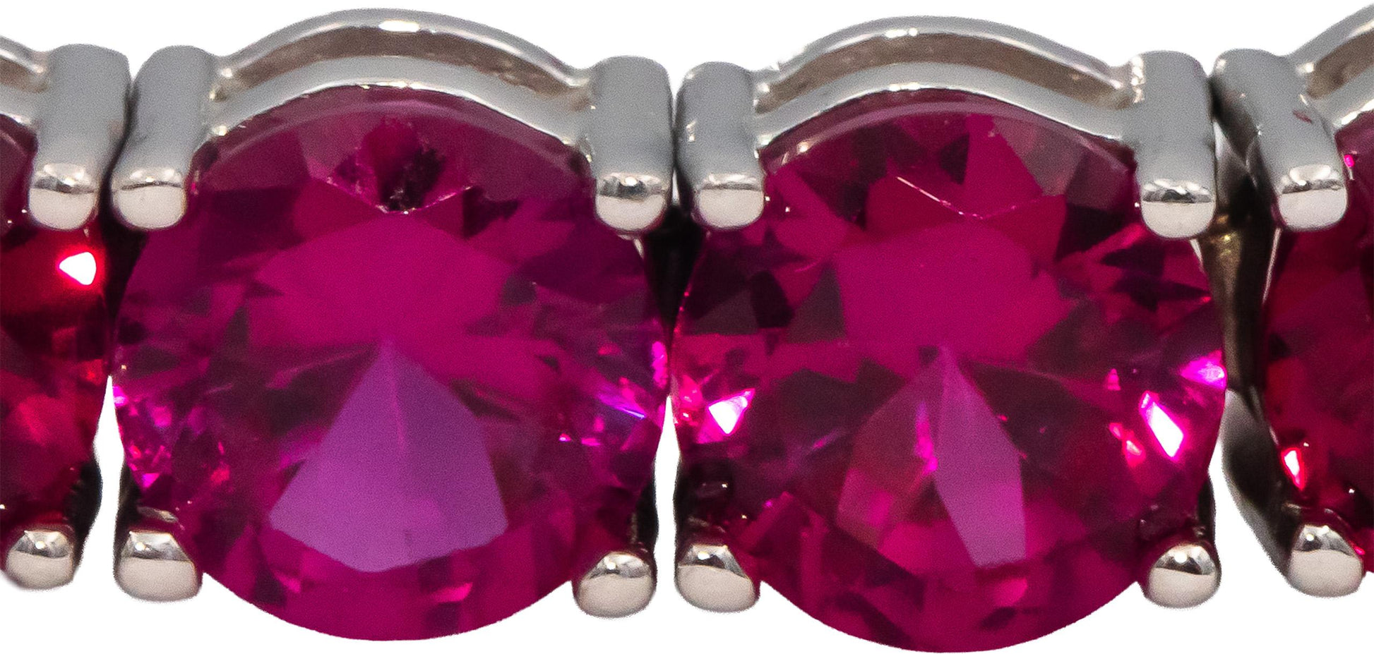 14k White Gold Oval Cut Synthetic Ruby Tennis Bracelet 31.0CTW