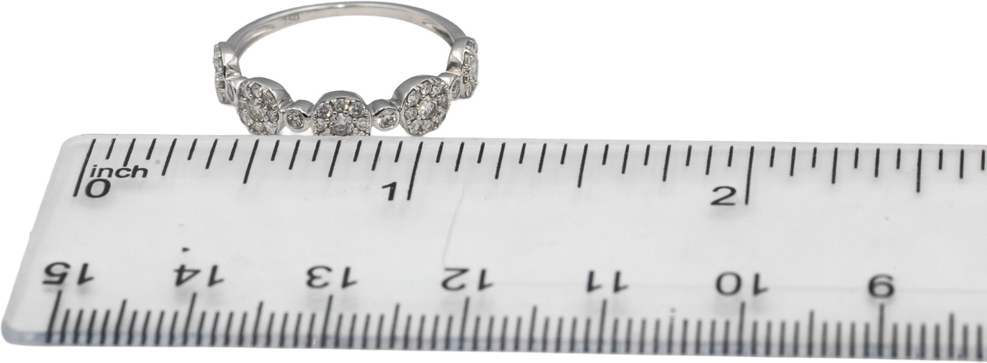 18k White Gold Round Diamond Cluster Band Ring 0.40CT Size 7.25