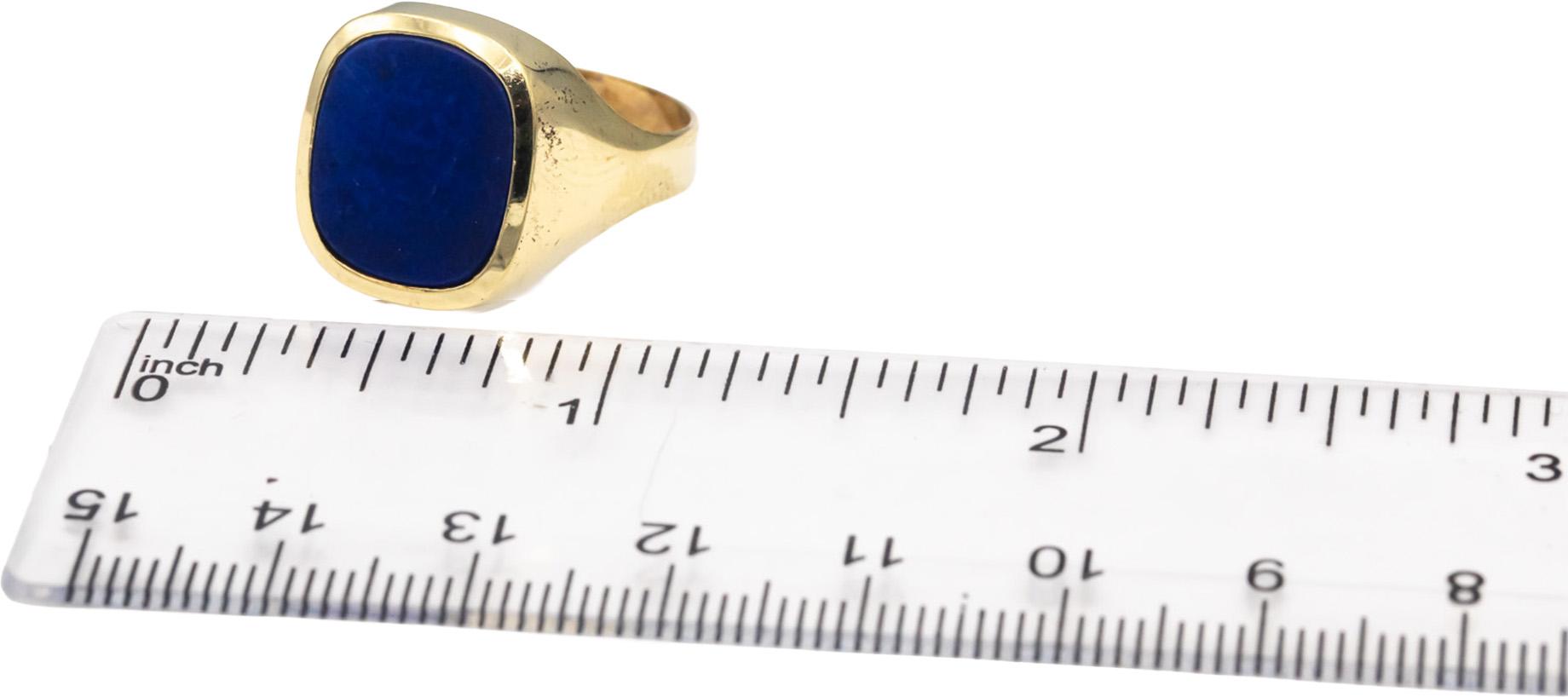 14k Yellow Gold Cabochon Lapis Lazuli Solitaire Ring Size 10.75