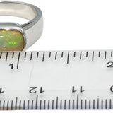 14k White Gold Cabochon Cut Bezel Set Opal Solitaire Ring 2.0CT Size 10