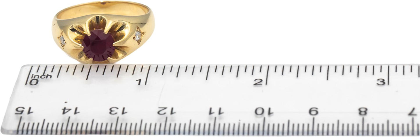 14k Yellow Gold Round Ruby & Diamond Cocktail Ring 1.78CT Size 10.25