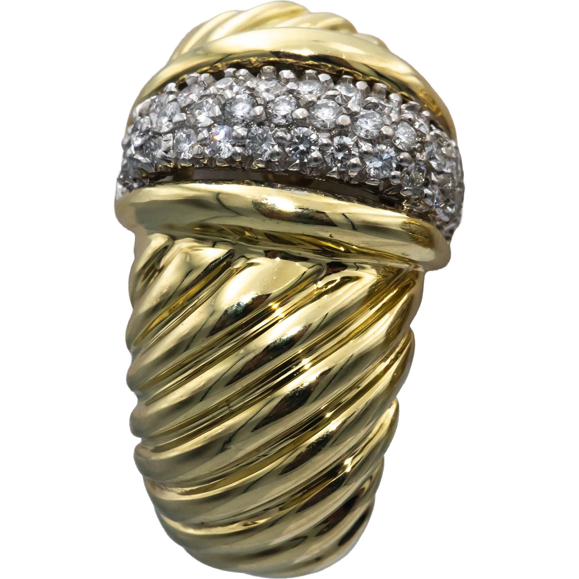 DAVID YURMAN Vintage 14k Yellow Gold 1.0CT Round Diamond Curved Earrings 1.0CTW