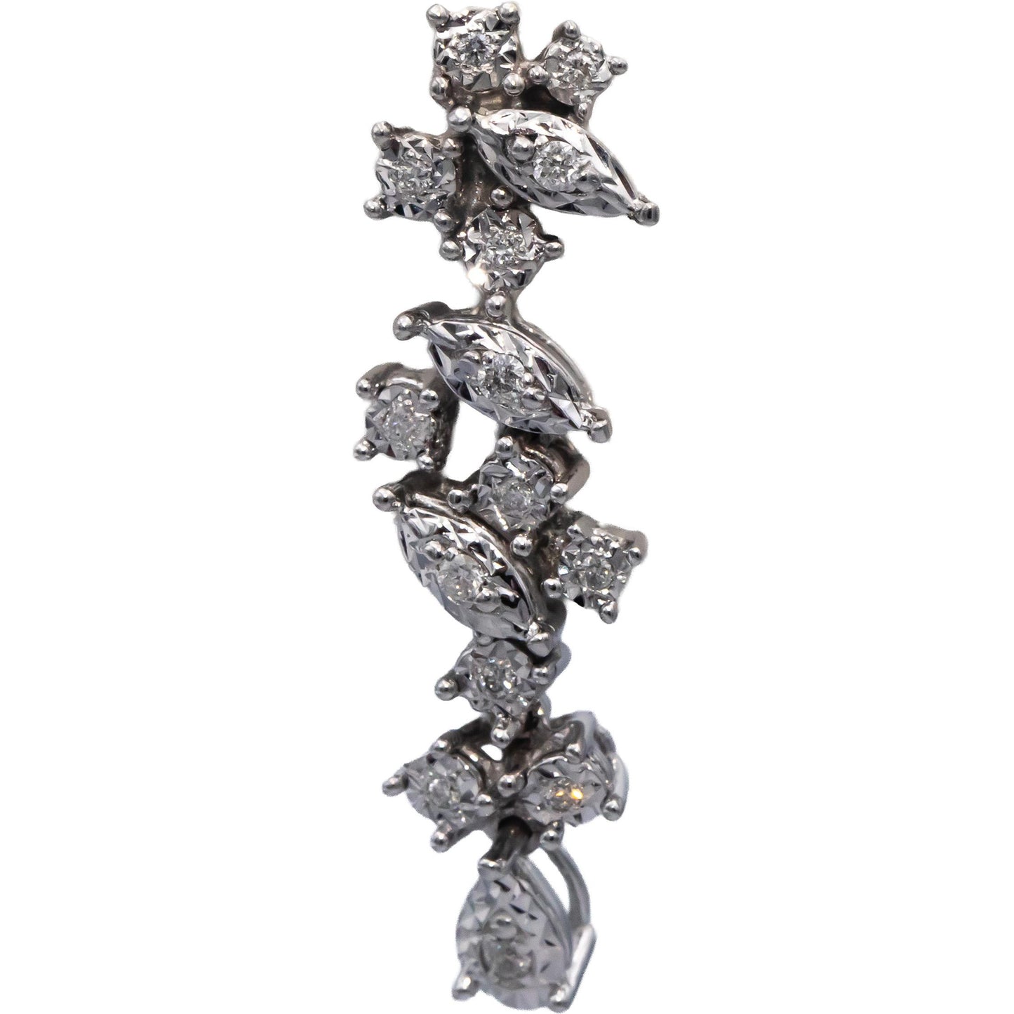 14k White Gold Round Diamond Drop Dangle Earrings 0.23CT