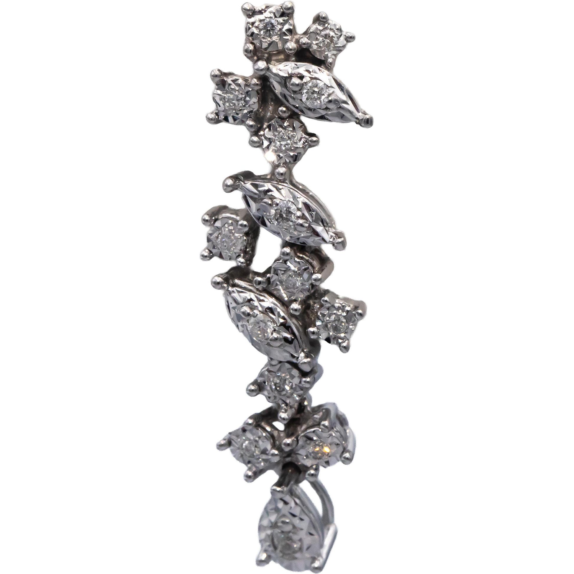 14k White Gold Round Diamond Drop Dangle Earrings 0.23CT