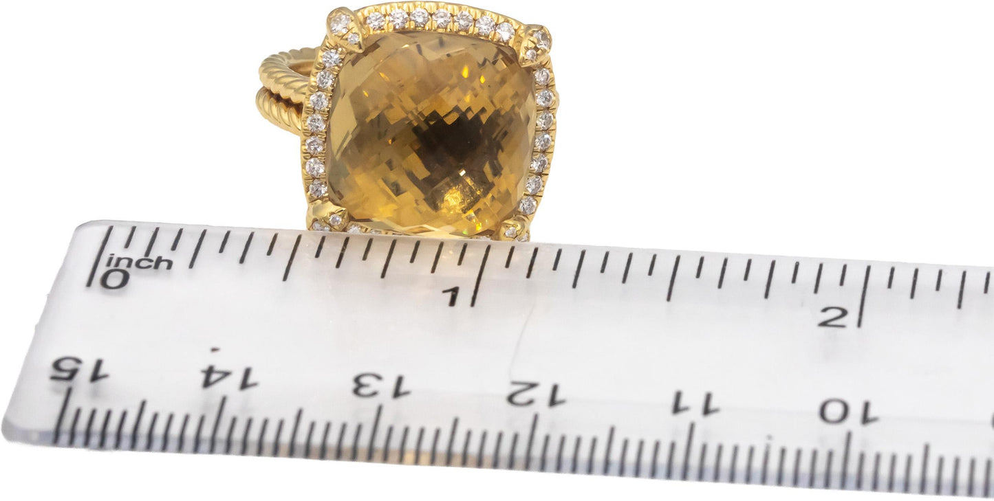 DAVID YURMAN 18k Gold Champagne Citrine & Diamond Chatelaine Ring 9.30CT $5500