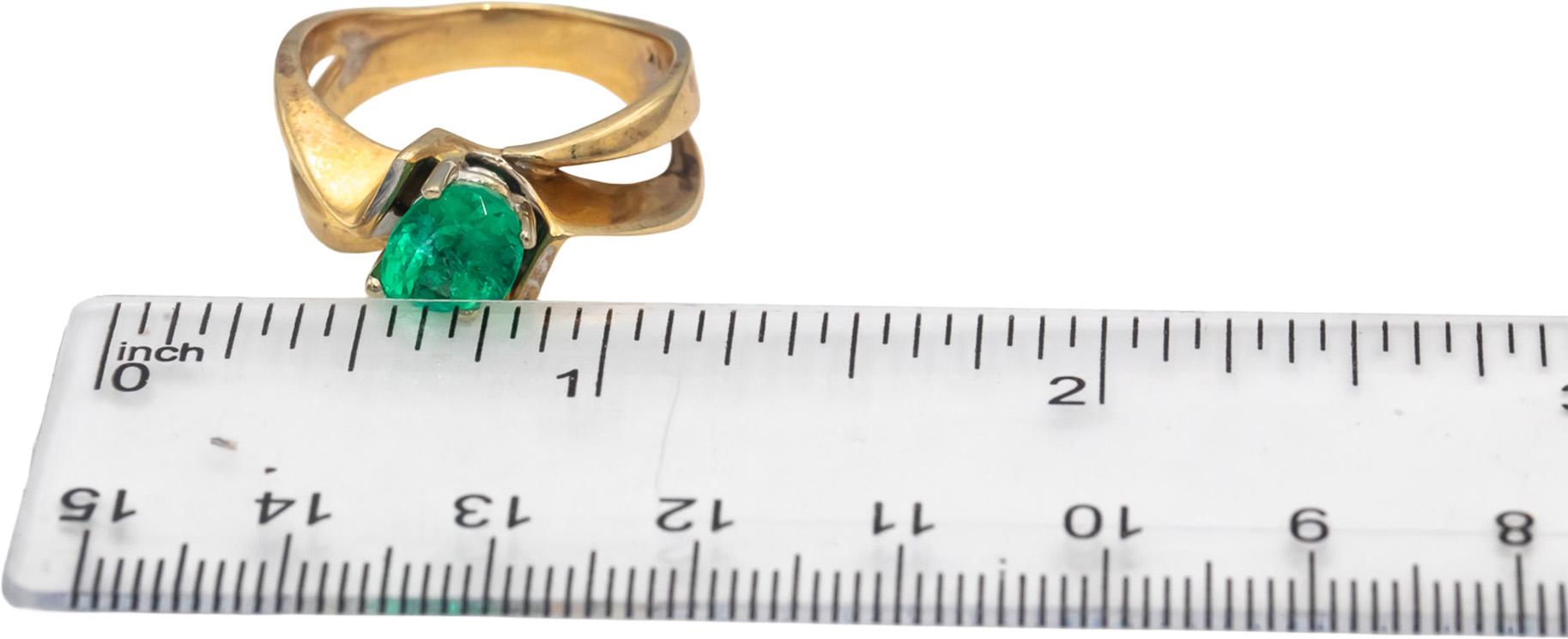 14k Yellow Gold Oval Cut Emerald Solitaire Ring 1.90CT Size 9