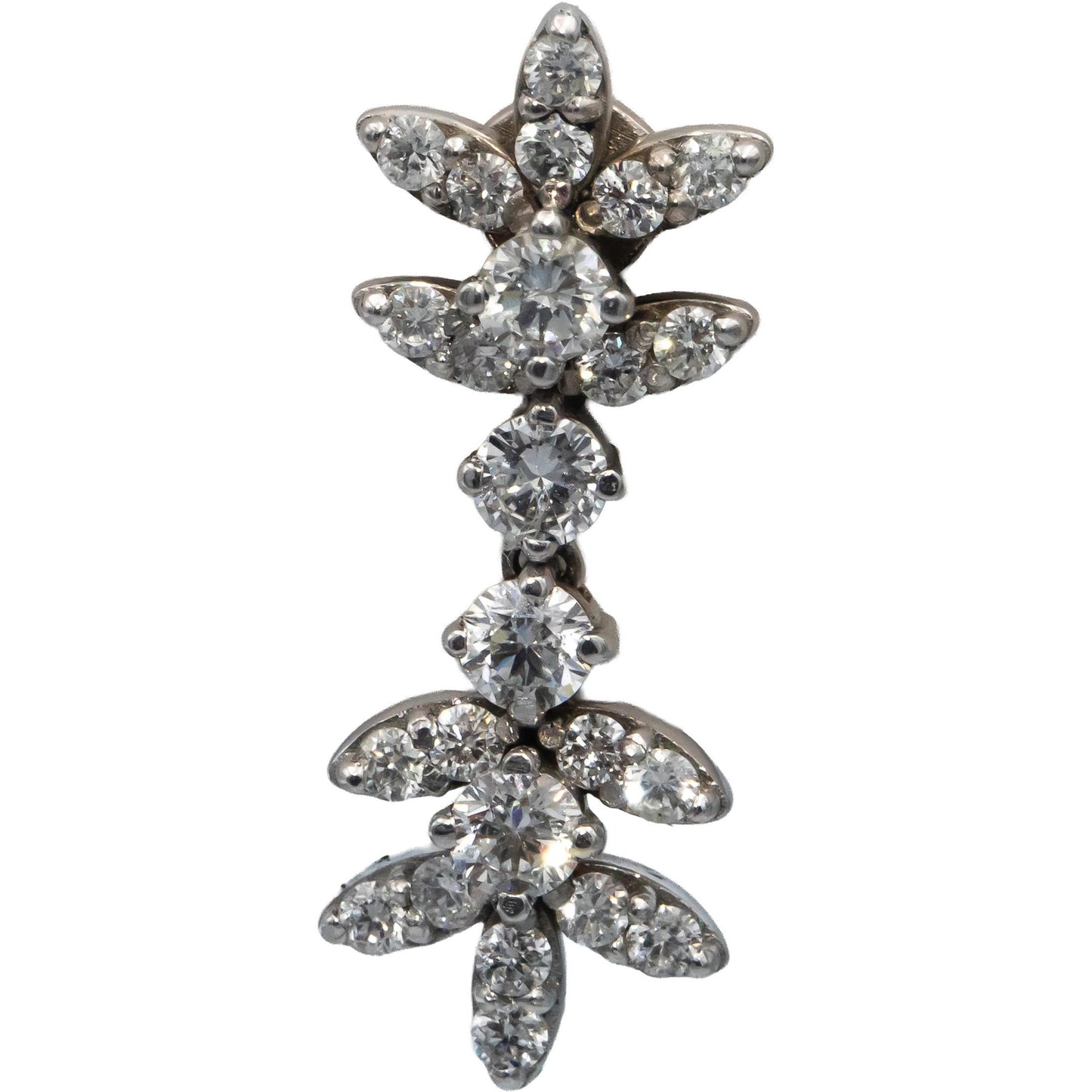 14k White Gold Round Diamond Drop Dangle Earrings 2.43CTW