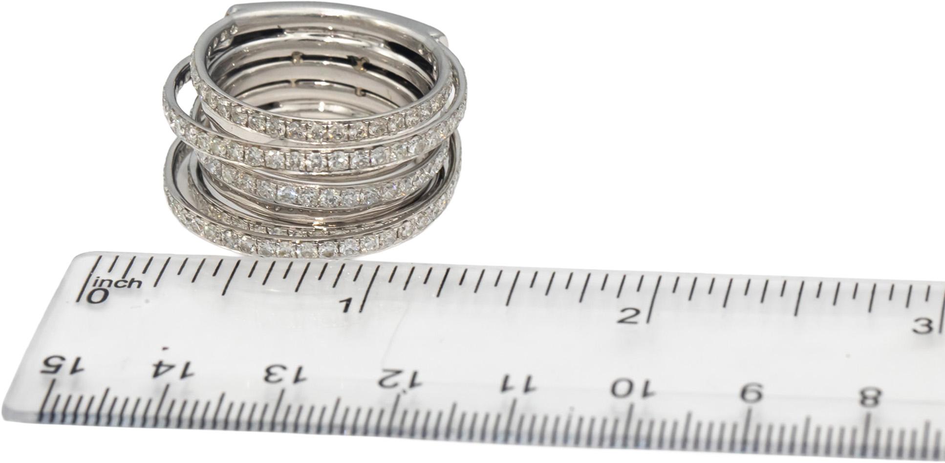 18k White Gold VS Round Diamond Jumbo Multi Band Ring 4.50CTW Size 8