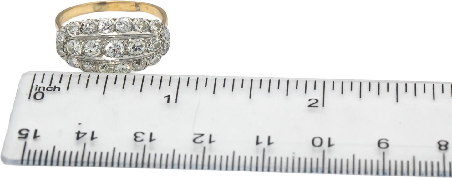 Vintage Antique 18k White Yellow Gold Old Euro Diamond Ring 1.40CT Size 9