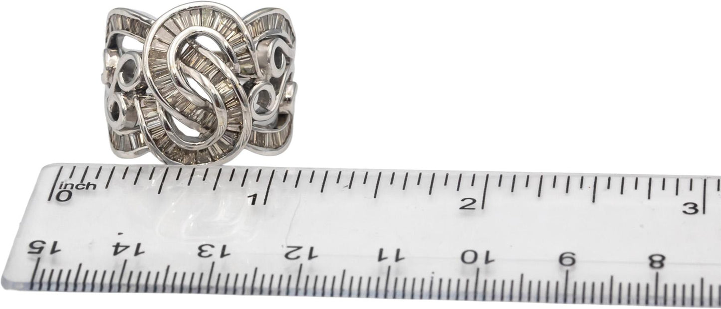 18k White Gold Baguette Cut Channel Set Diamond Cocktail Ring 2.50CT Size 9