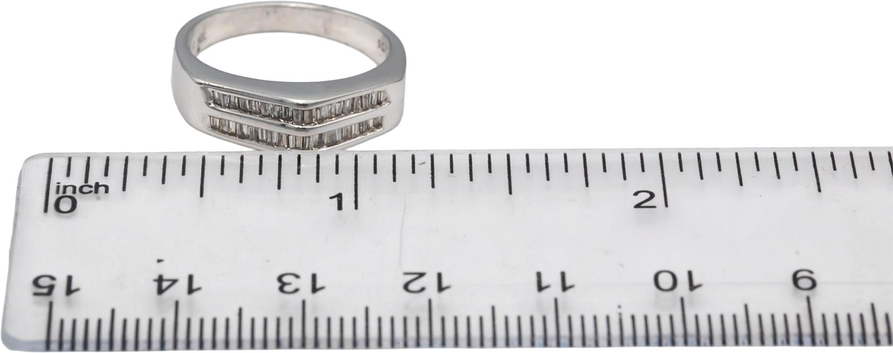 14k White Gold Baguette Cut Channel Set Two Row Band Ring 0.35CT Size 7