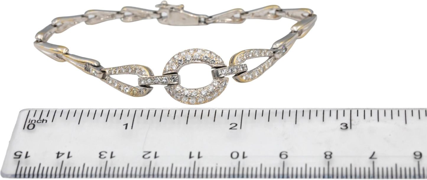 18k White Gold VS Round Diamond Fancy Link Bracelet 1.0CT