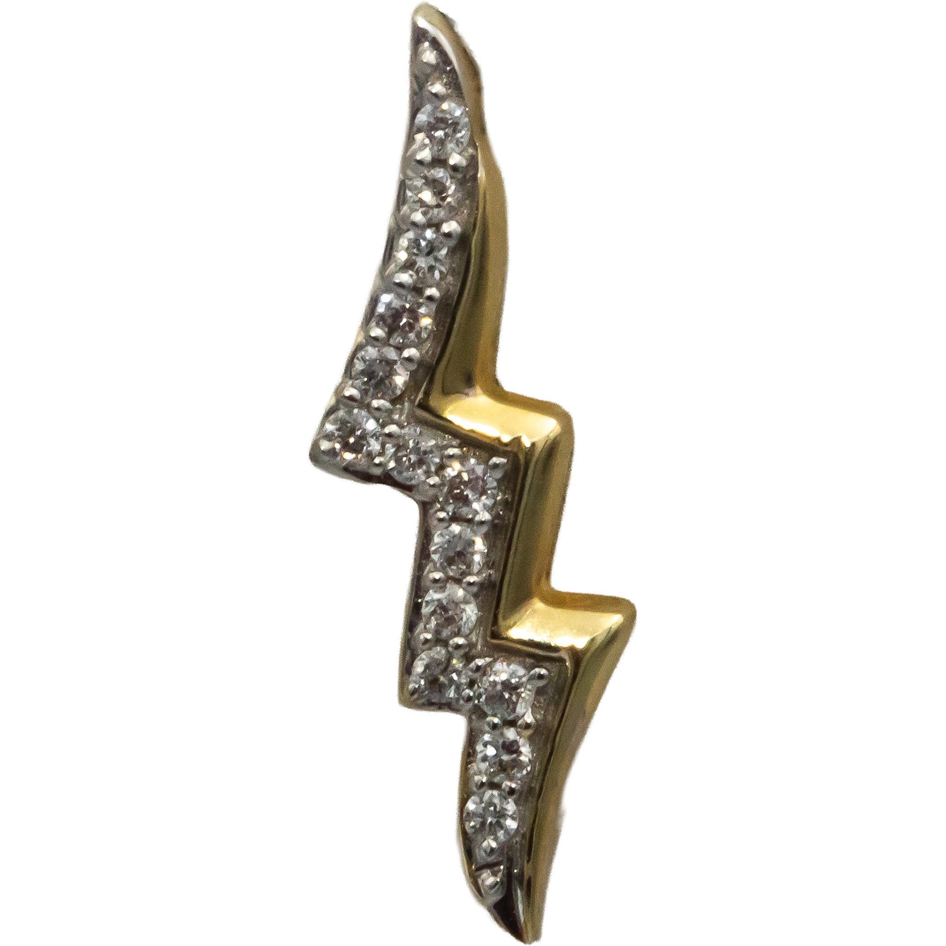 10k Yellow Gold Round Diamond Lightning Bolt Dangle Earrings 0.10CT