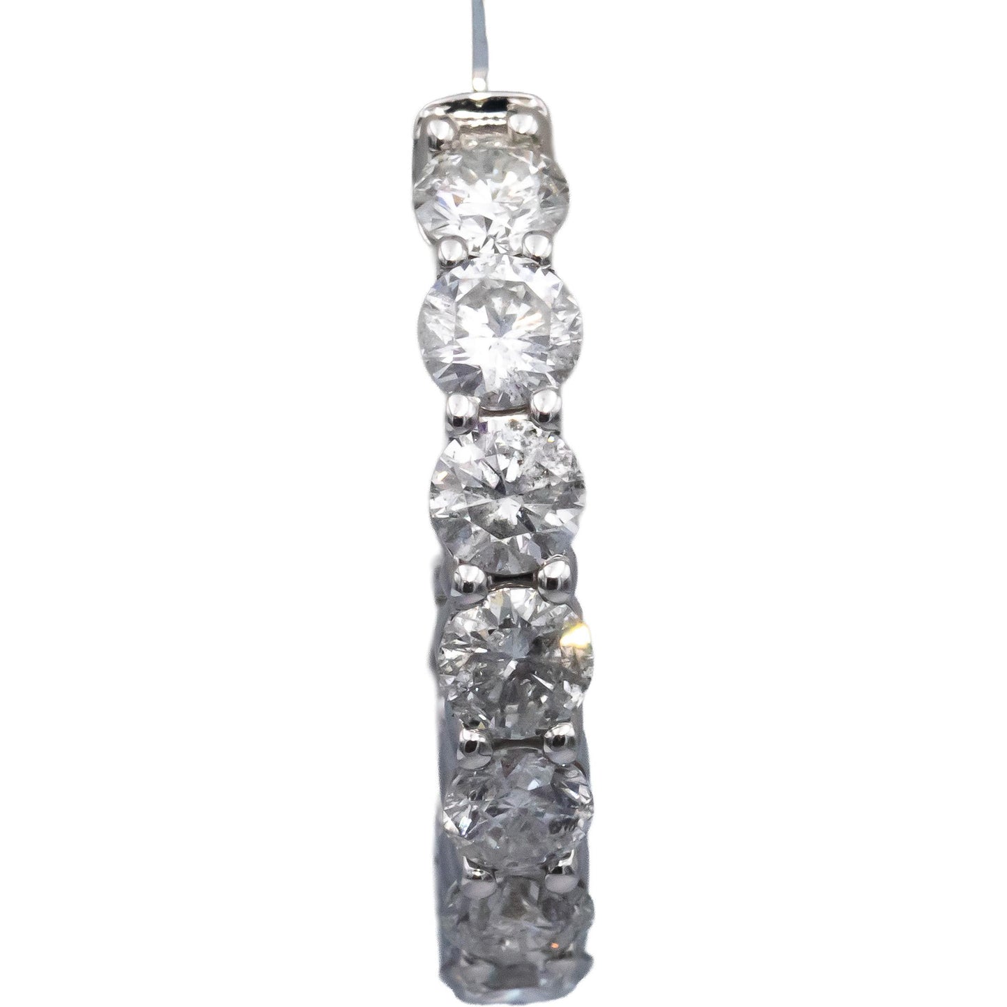 14k White Gold Round Diamond Inside Out Hoop Earrings 5.0CT