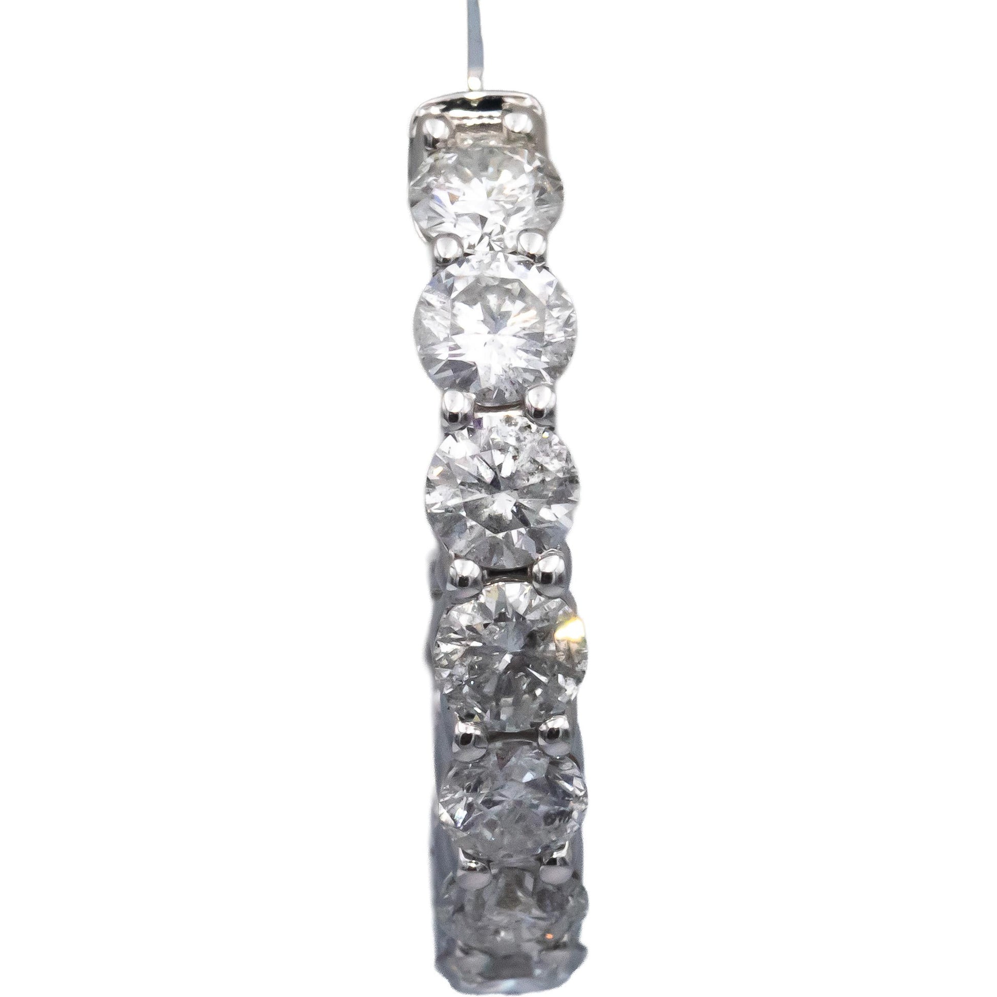 14k White Gold Round Diamond Inside Out Hoop Earrings 5.0CT