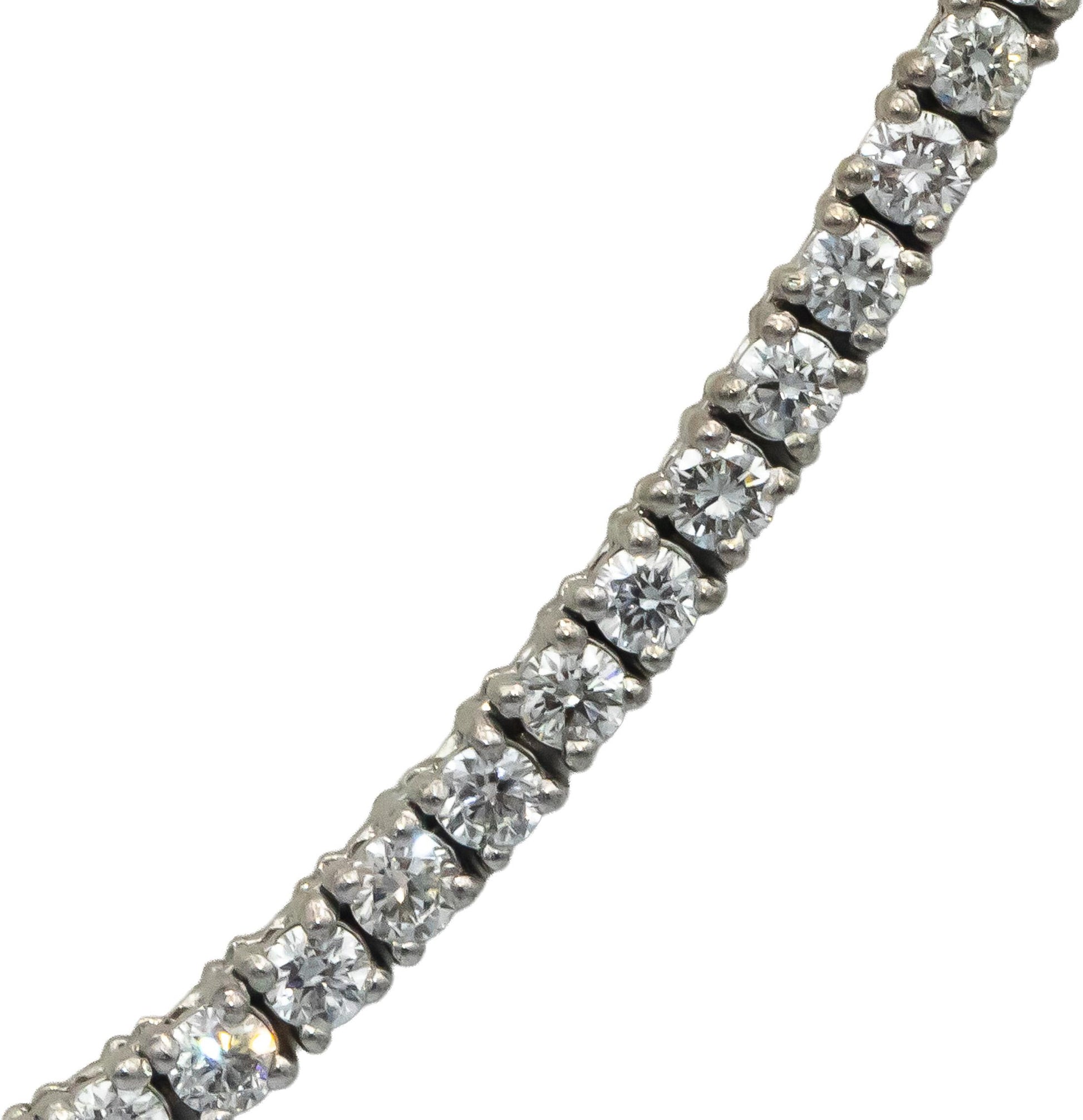 14k White Gold VS Round Diamond Tennis Necklace 6.82CT