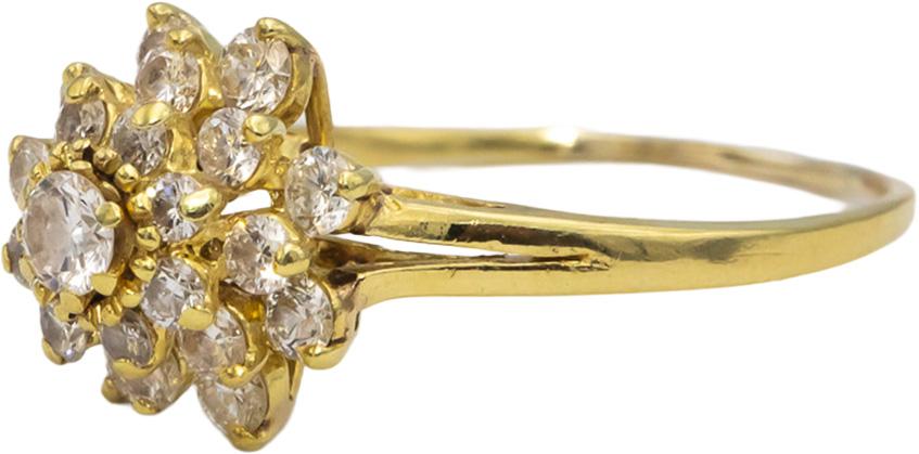 18k Yellow Gold VS Round Diamond Cluster Cocktail Ring 1.0CT Size 9