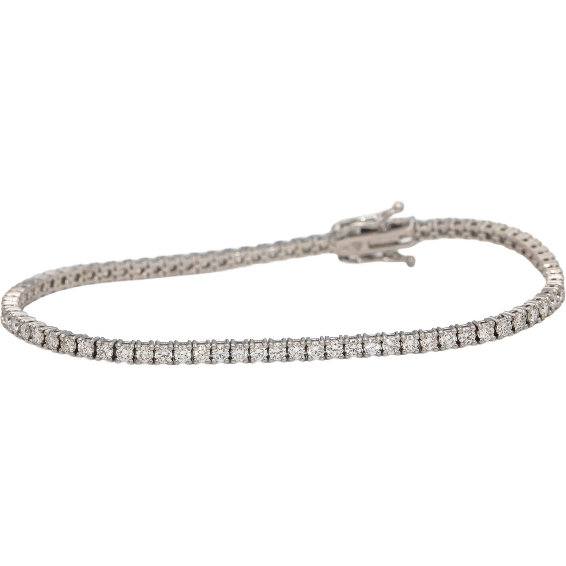 14k White Gold VS Round Diamond Tennis Bracelet 2.74CT
