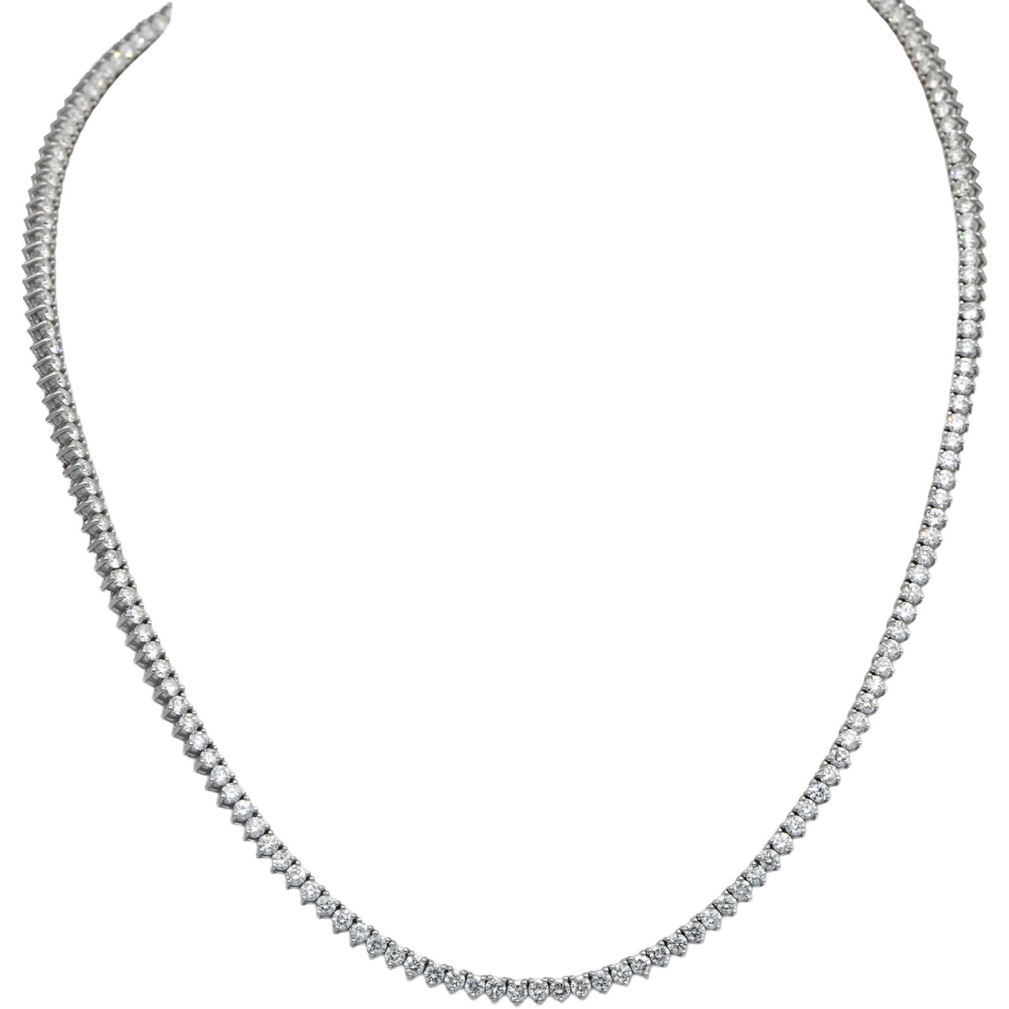 14k White Gold VS Round Three Prong Set Diamond Tennis Necklace 7.79CT