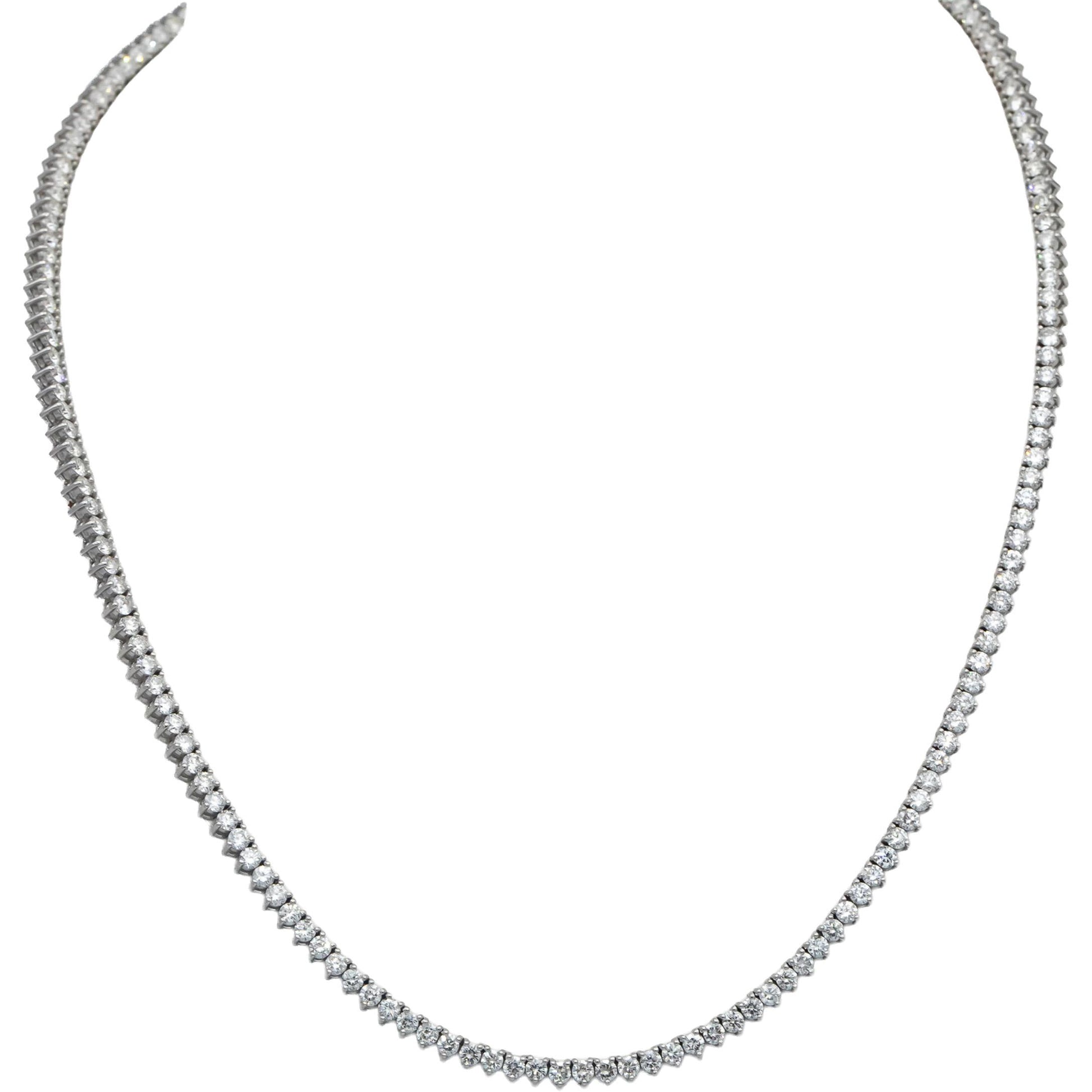 14k White Gold VS Round Three Prong Set Diamond Tennis Necklace 7.79CT