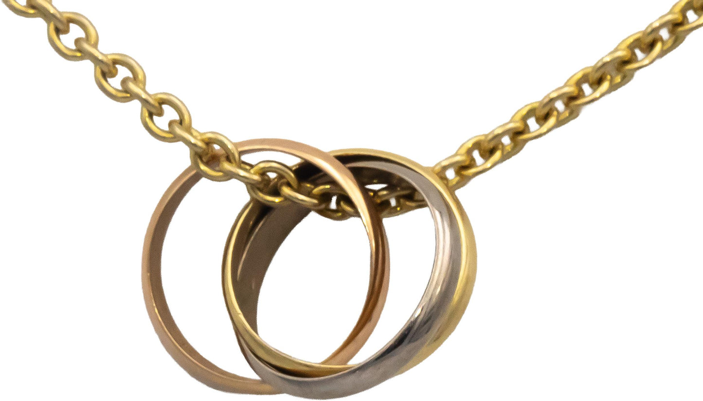 CARTIER 18k Tri-Color Gold Trinity Interlocking Rings Necklace