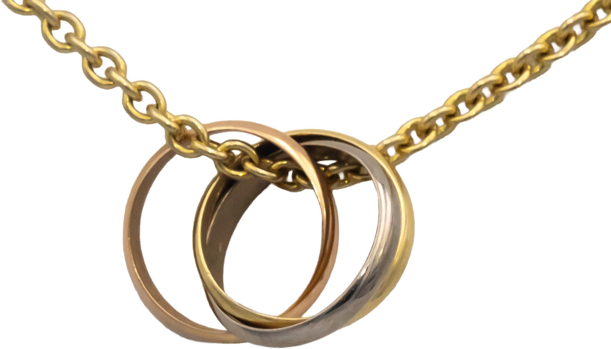 CARTIER 18k Tri-Color Gold Trinity Interlocking Rings Necklace