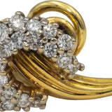 18k Yellow & White Gold VS Round Diamond Cluster Abstract Earrings 0.50CT