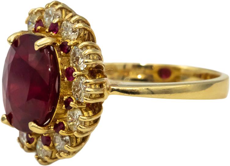 GIA Certified 14k Yellow Gold Diamond & Manufactured Ruby Ring 5.0CT Size 7