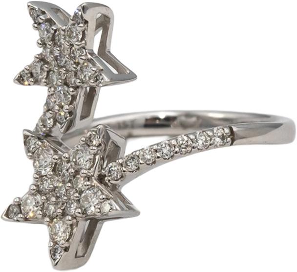 10k White Gold Round Diamond Cluster Star Bypass Ring 0.75CT Size 7