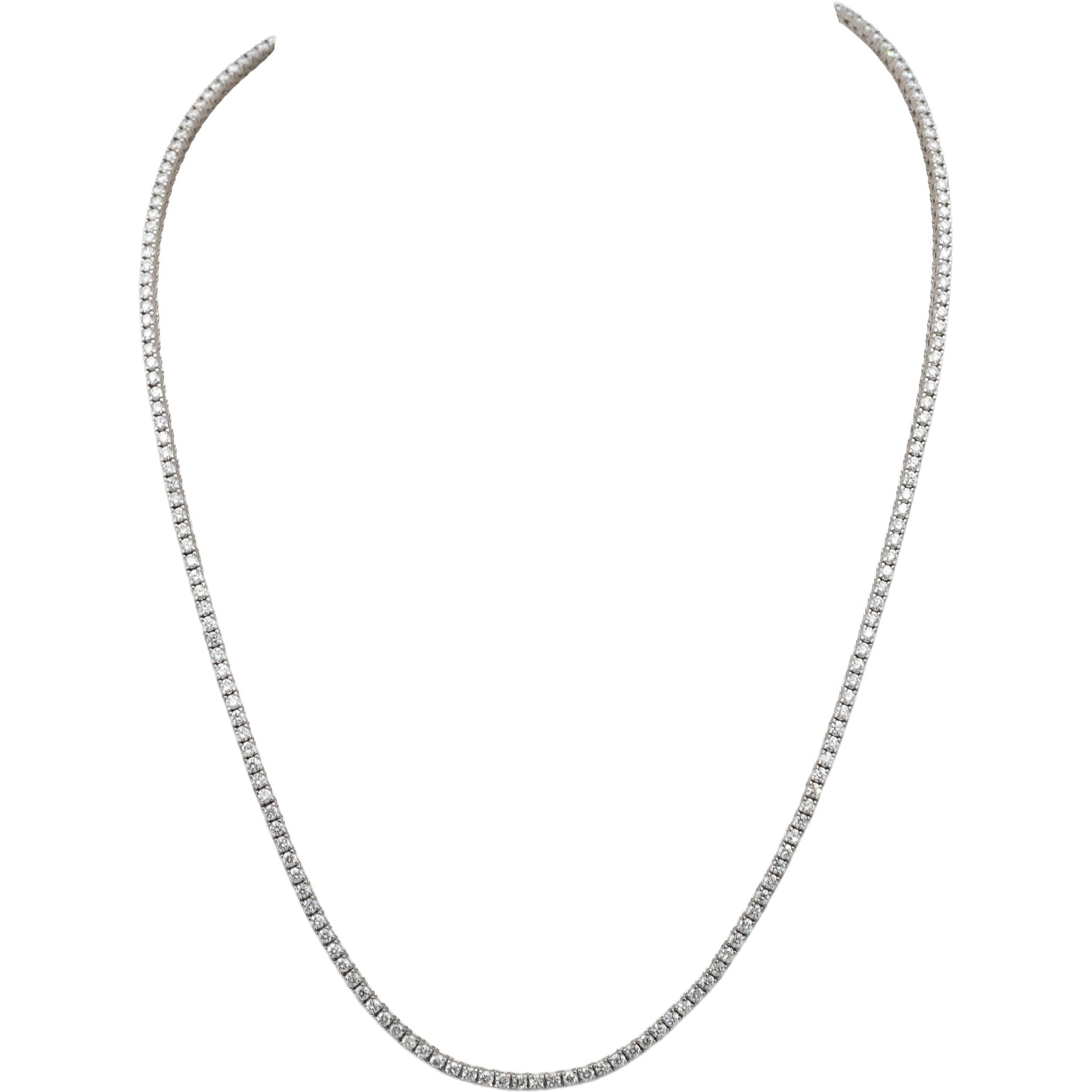 14k White Gold VS Round Diamond Tennis Necklace 5.59CT