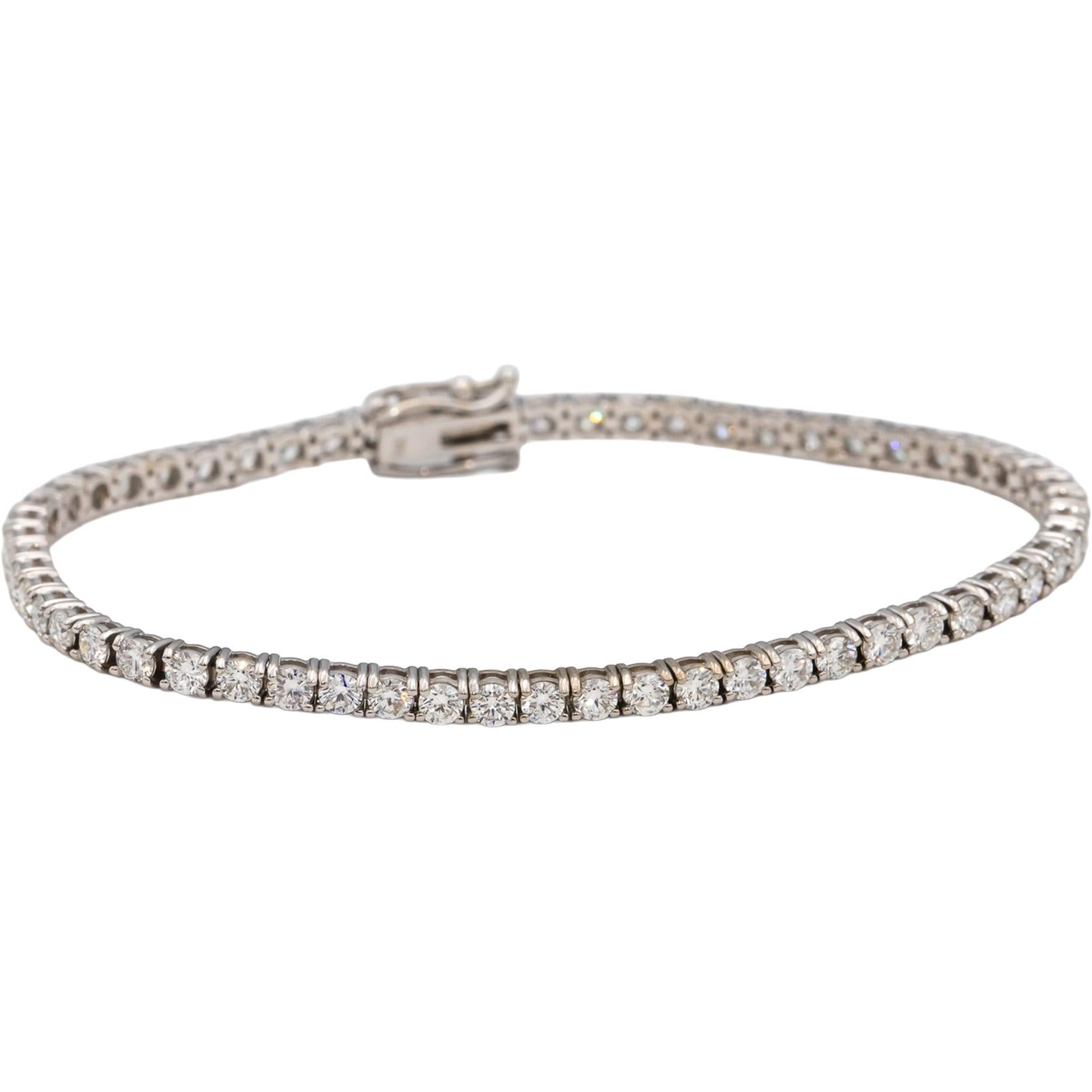 14k White Gold VS Round Diamond Tennis Bracelet 4.80CT