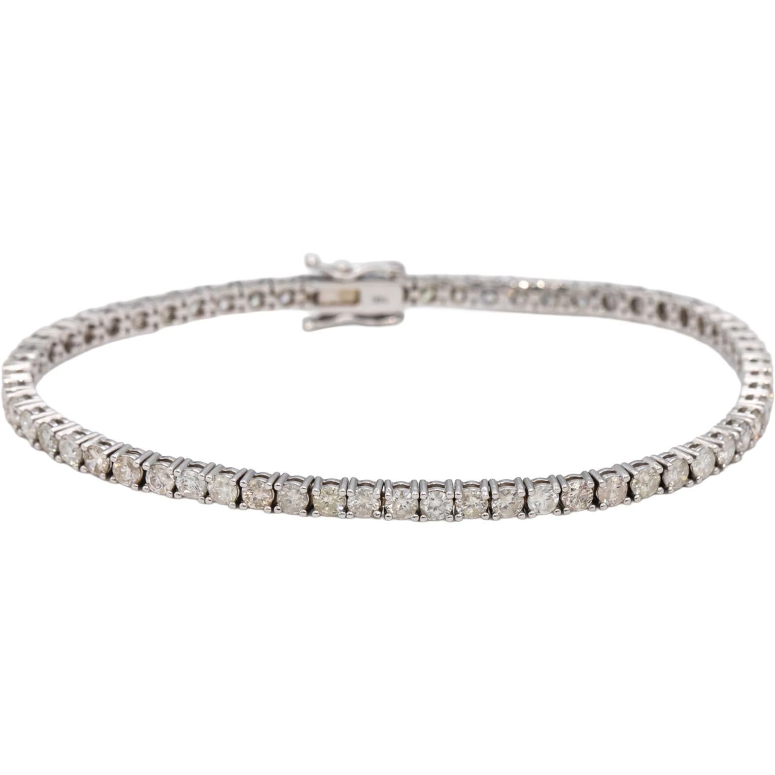 14k White Gold Round Diamond Tennis Bracelet 5.49CT