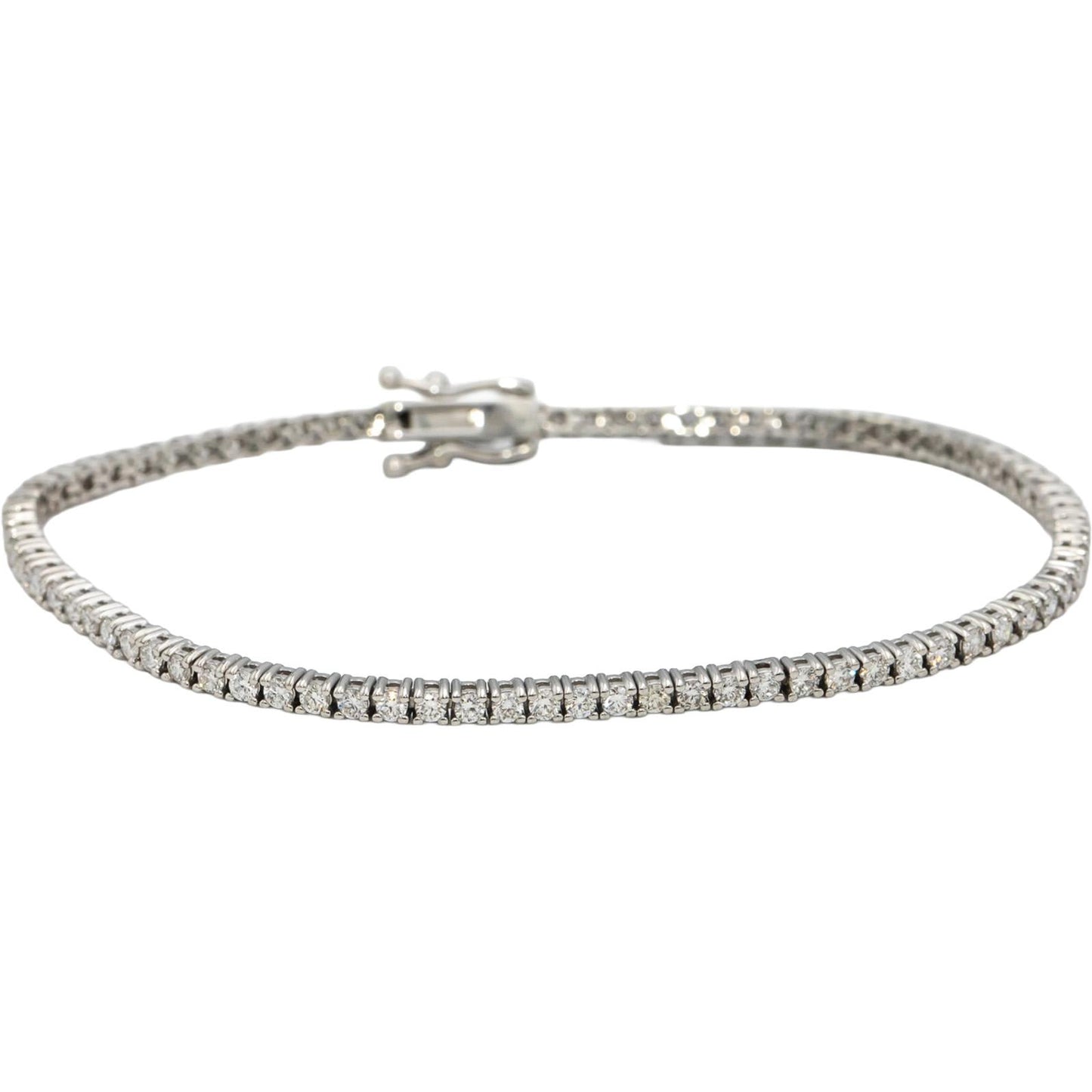 14k White Gold Round Diamond Tennis Bracelet 2.09CT
