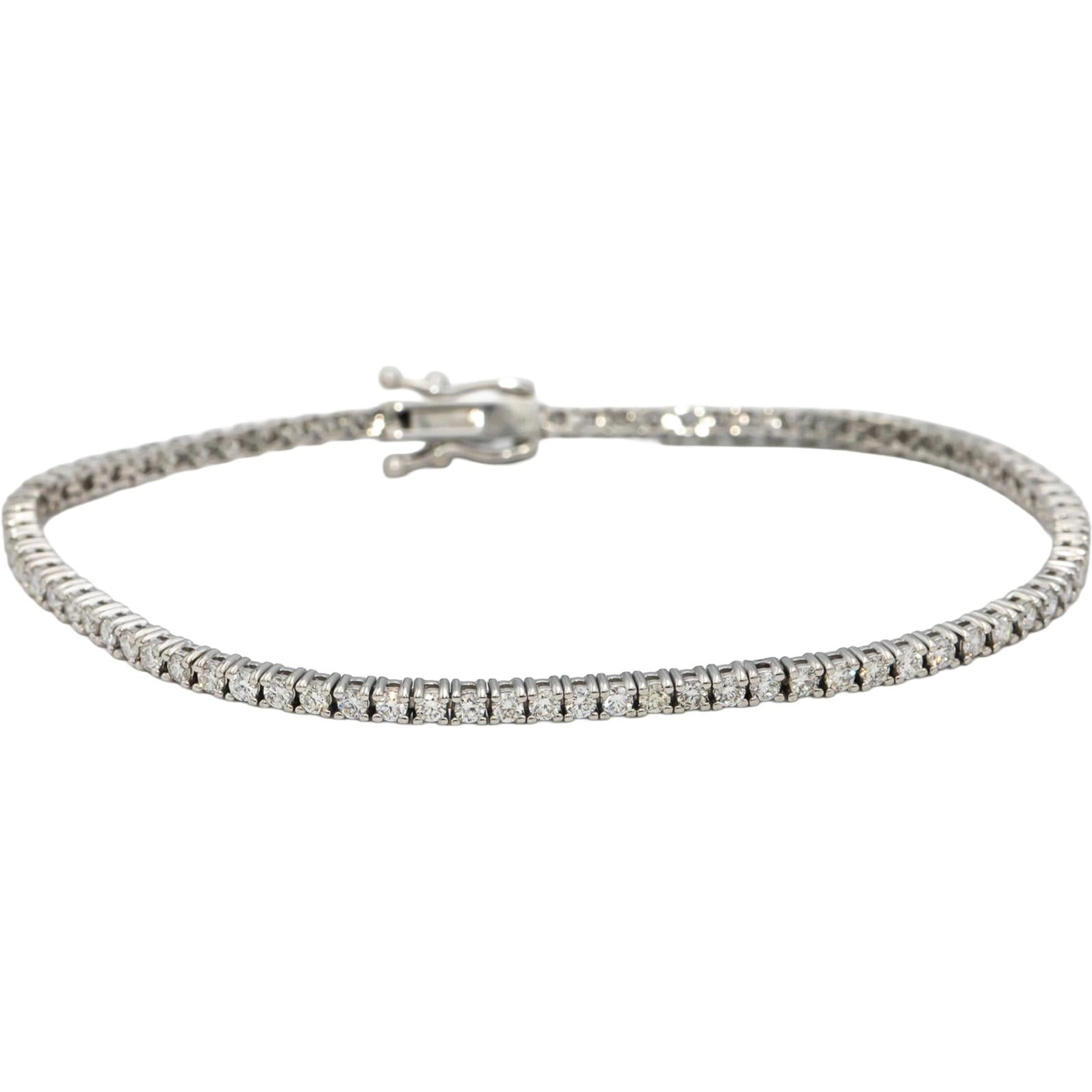 14k White Gold Round Diamond Tennis Bracelet 2.09CT