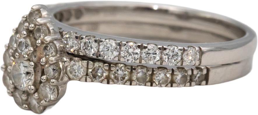 10k White Gold Round Lab Grown Diamond Bridal Engagement Ring Set 0.75CT