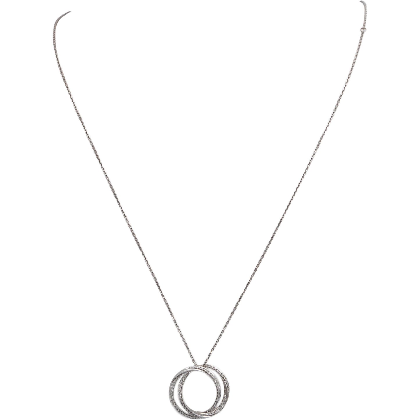 VERA WANG 10k White Gold Diamond Intertwining Circles Pendant Necklace .25CT