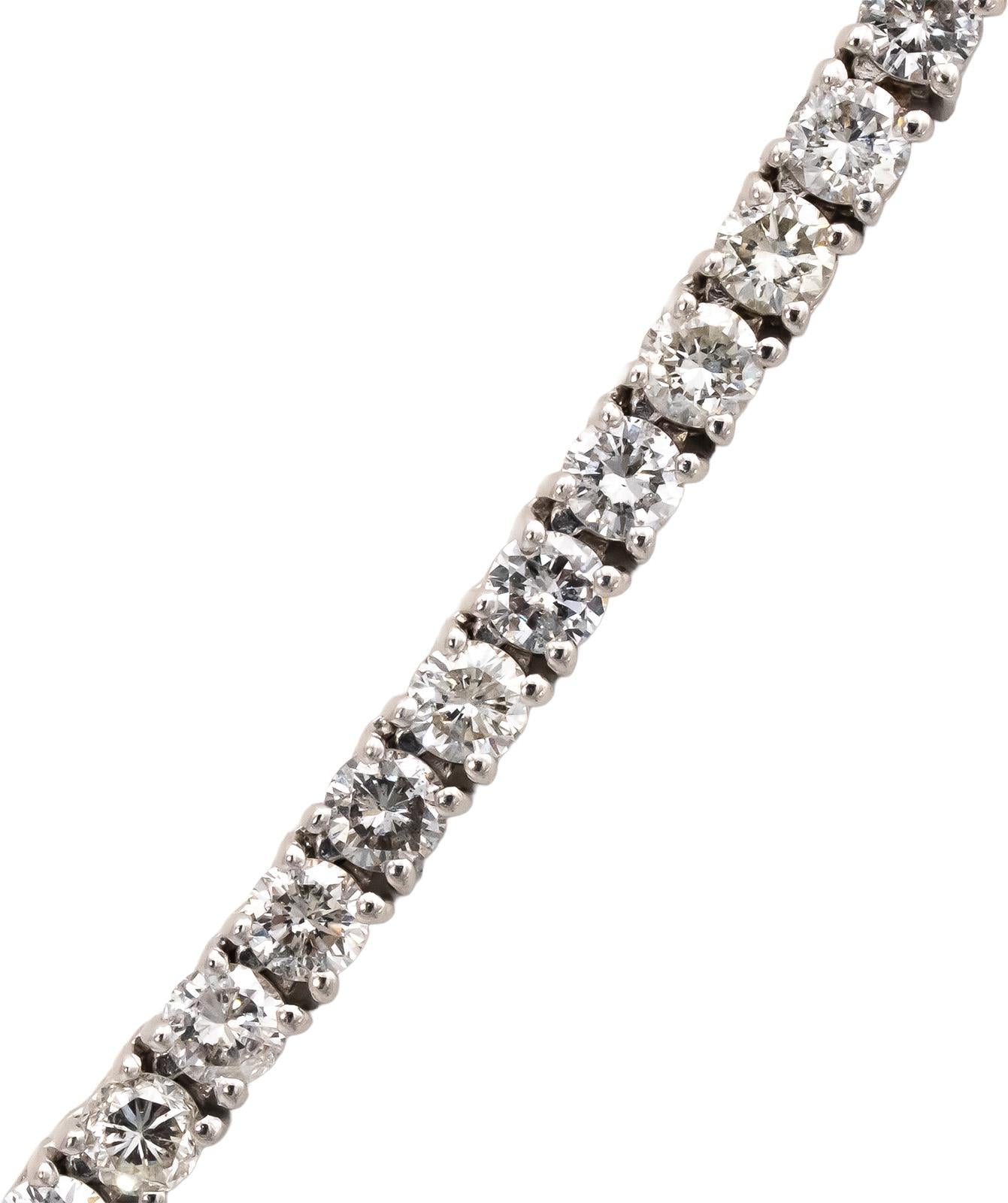 14k White Gold Round Diamond Tennis Necklace 15.0CT