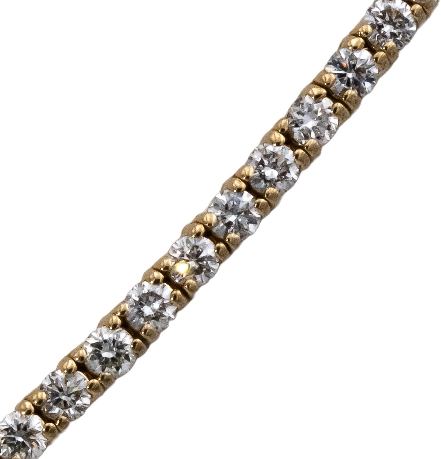 14k Yellow Gold VS Round Diamond Tennis Necklace 5.96CT