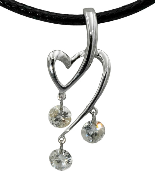 14k White Gold Round Diamond Dangle Pendant Necklace 0.65CT