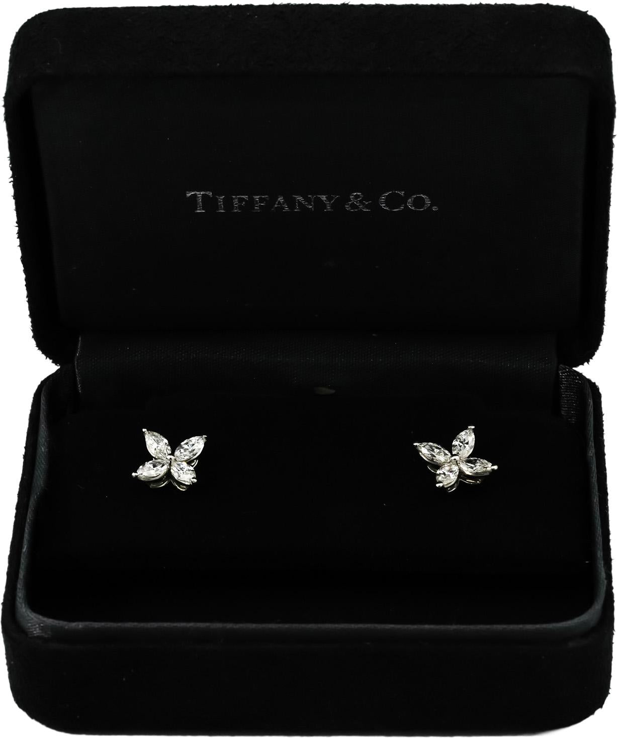 TIFFANY & CO. Victoria Marquise Diamond Platinum Large Size Stud Earrings 1.62CT