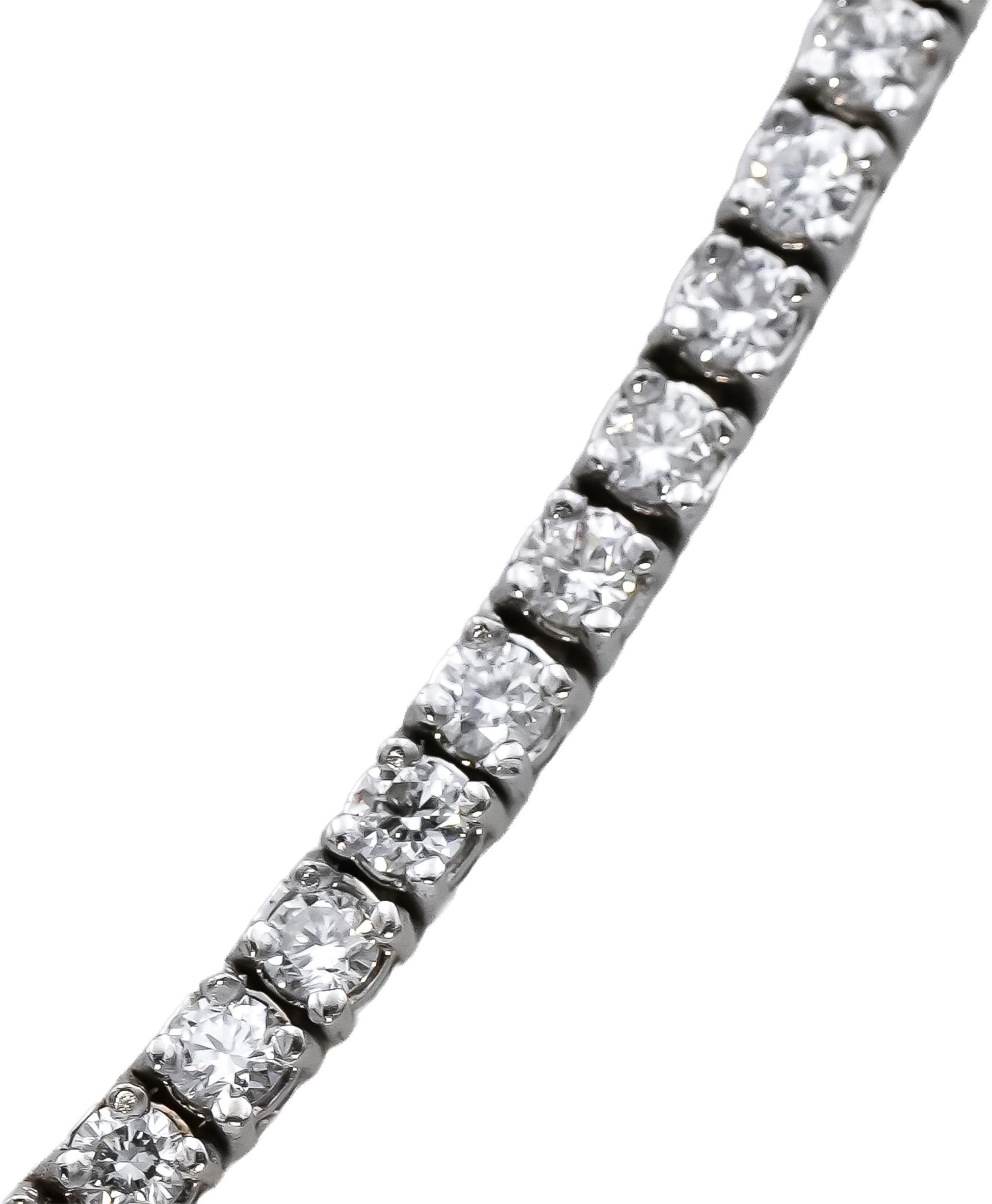 14k White Gold Round Diamond Tennis Necklace 4.53CT